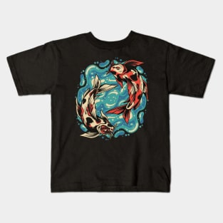 Koi Fish Peace - Vintage Yin and Yang Kids T-Shirt